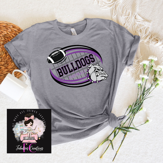 Bulldog Football Field Circle T-shirt