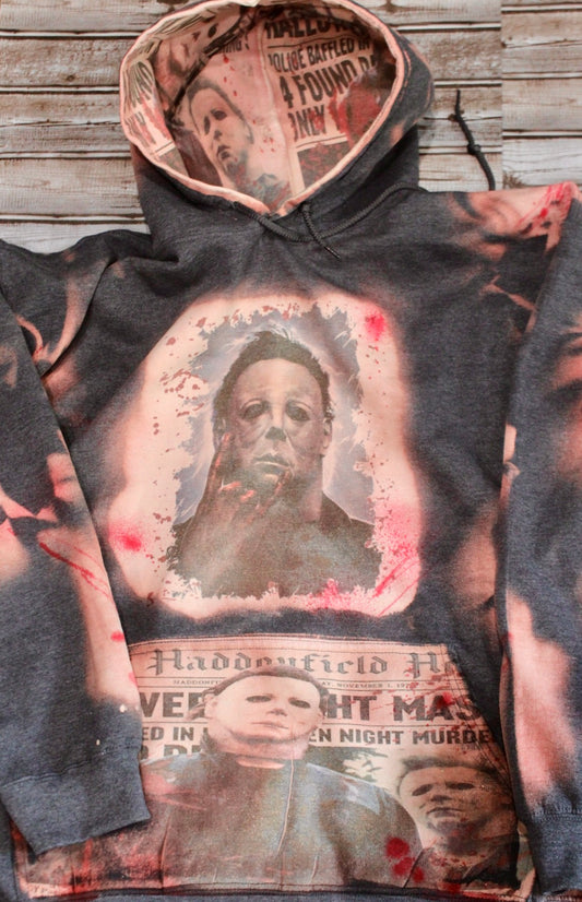 Michael Blood Splater Bleached-Out Hoodie